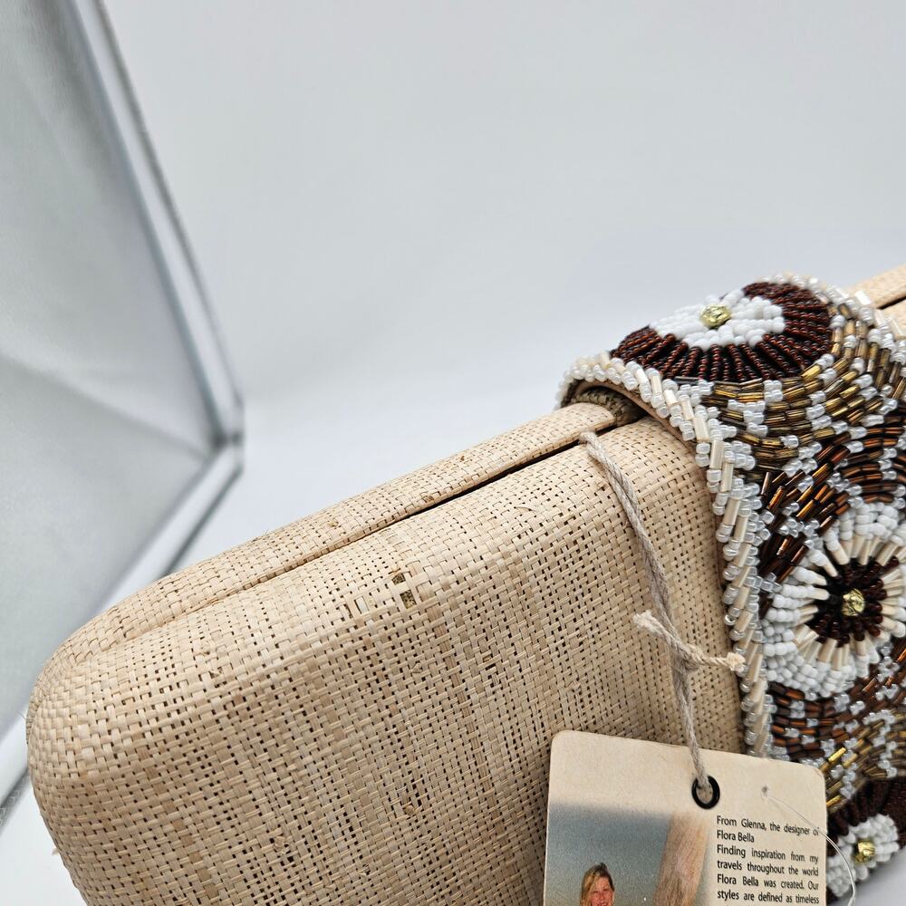 Flora Bella Clutch Straw Beaded Nwt bag handbag - Picture 2 of 11